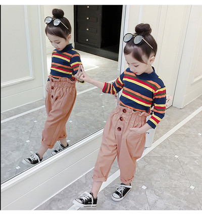 Детски модерен комплект - блуза с качулка и панталон в няколко модела