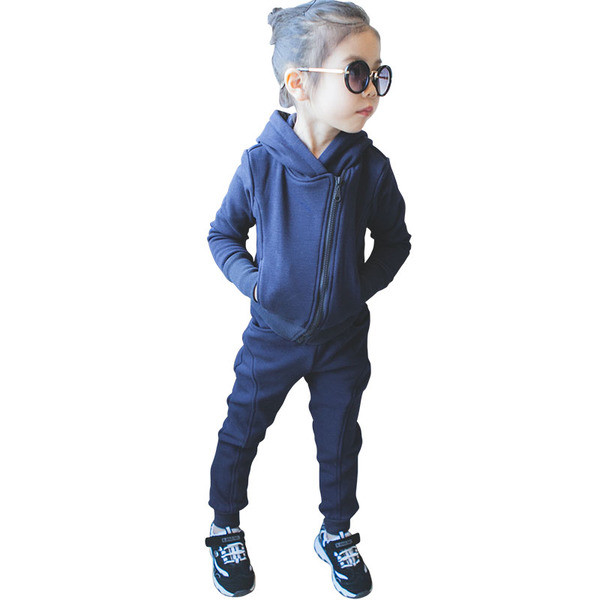 Set zilnic pentru copii - hanorac cu glugă și trening cu talie înaltă
