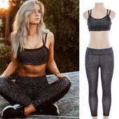 Αθλητικό γυναικείο σετμε διακοσμητικές πέτρες δύο τεμαχίων - μπουζούρι και κολάν