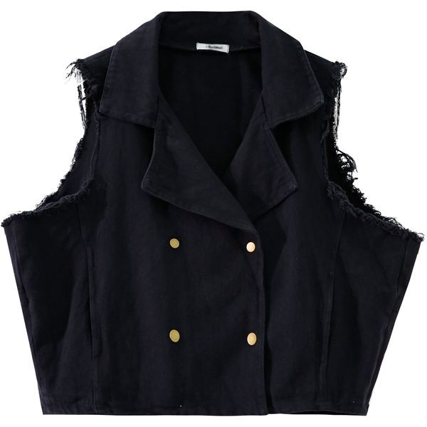 Μοντέρνο γυναικείο τζιν γιλέκο σε μαύρο χρώμα