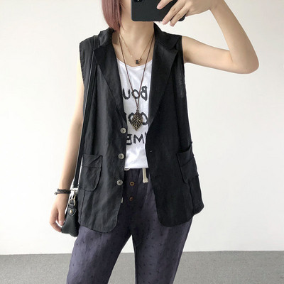 Καθημερινό γυναικείο γιλέκο με κουμπιά σε δύο χρώματα