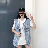 Κομψό τζιν  γιλέκο με κουμπιά