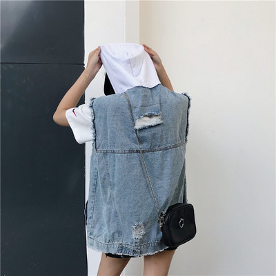 Κομψό τζιν  γιλέκο με κουμπιά