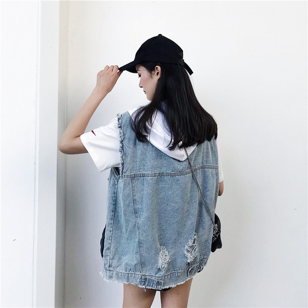 Κομψό τζιν  γιλέκο με κουμπιά