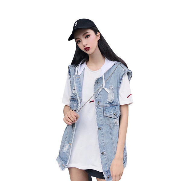 Κομψό τζιν  γιλέκο με κουμπιά