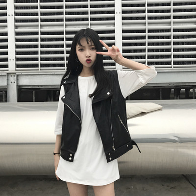 Μοντέρνο δερμάτινο γιλ`εκο σε μαύρο χρώμα