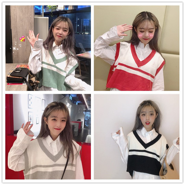 Μοντέρνο μάλλινο γιλέκο με ντεκολτέ σε σχήμα V σε τέσσερα χρώματα