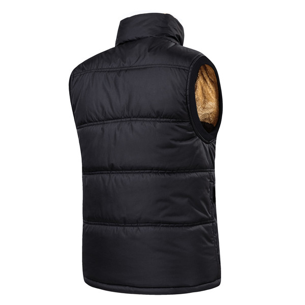 Ανδρικό σπορ καθημερινό γιλέκο με υψηλό O-κολάρο και τσέπες σε δύο χρώματα