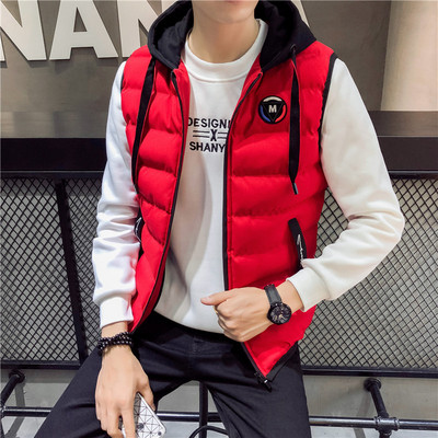 Ανδρικό σπορ καθημερινό γιλέκο σε διάφορα χρώματα με κουκούλα και κεντήματα σε δύο σχέδια