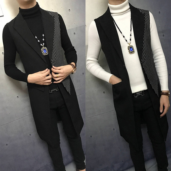 Κομψό μακρύ ανδρικό γιλέκο σε τρία σχέδια