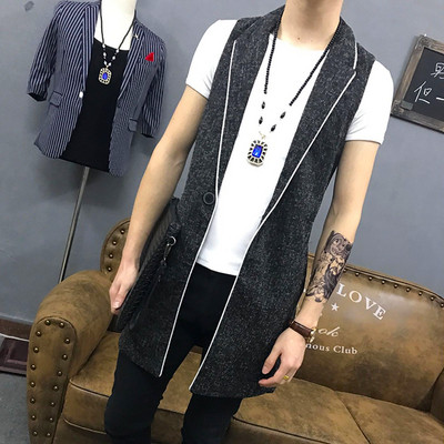 Μοντέρνο κομψό μακρύ ανδρικό γιλέκο σε διάφορα μοντέλα