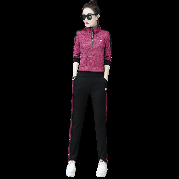 Γυναικεία αθλητική φόρμα με πλευρική μπορντούρα σε τρία χρώματα