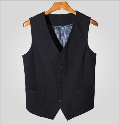 Κομψό μακρύ ανδρικό γιλέκο σε μαύρο χρώμα