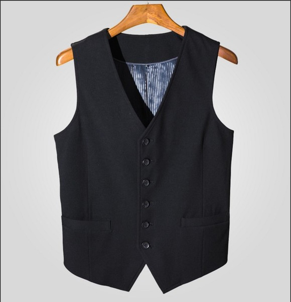 Κομψό μακρύ ανδρικό γιλέκο  σε μαύρο χρώμα