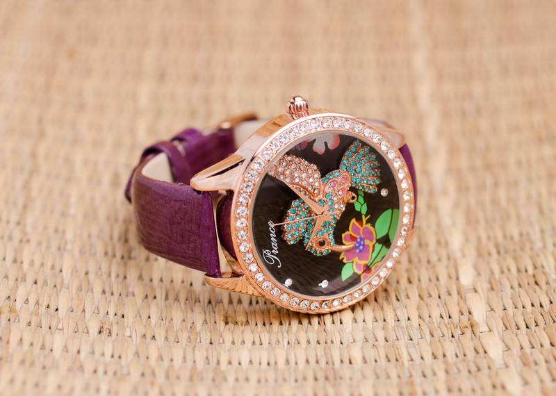 Часовник Prance Hummingbird в Лилаво с Естествена кожа