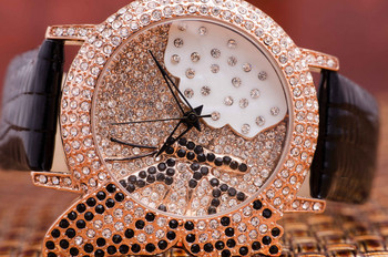 Часовник Prance Butterfly в Черно с Естествена кожа