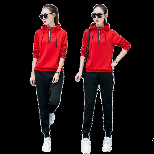 Αθλητικό γυναικείο σετ  σε λευκό, μαύρο και κόκκινο χρώμα