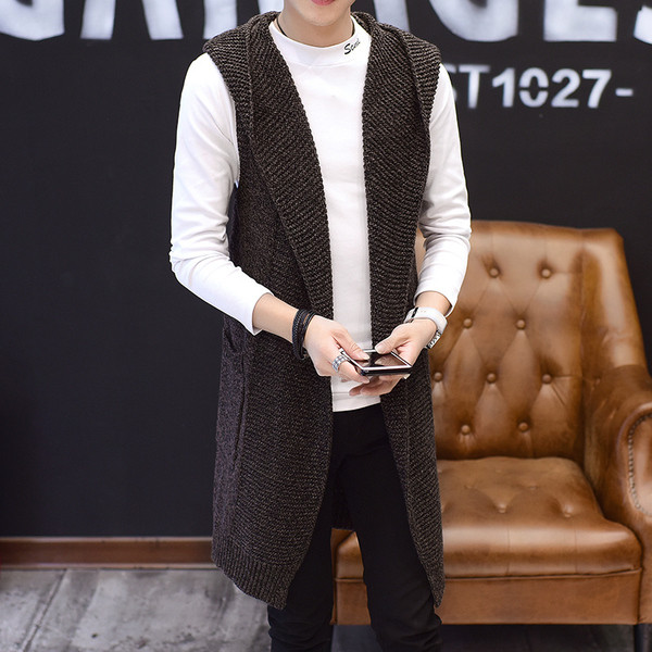 Ανδρικό πλεκτό μακρύ ανδρικό γλέκο  σε τρία χρώματα