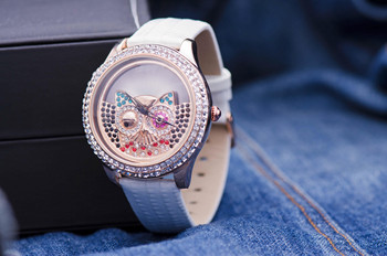 Часовник Prance Owl в Бяло с Естествена кожа
