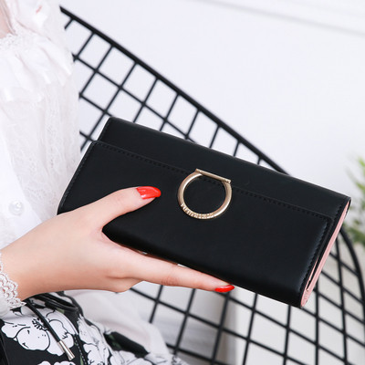 Γυναικείο πορτοφόλι σε τρία χρώματα με μεταλλική διακόσμηση