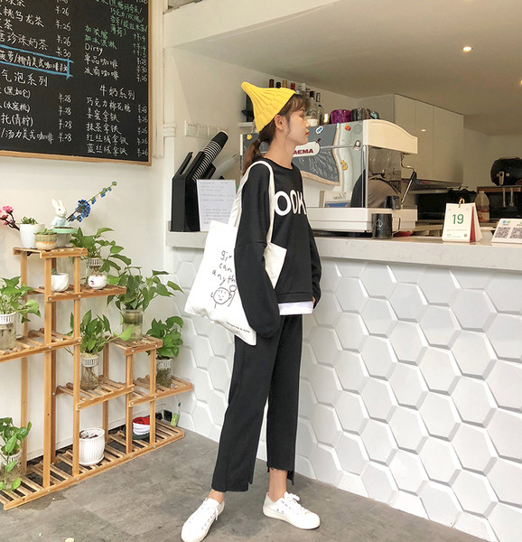 Set sport pentru femei din două părți în negru cu inscripție