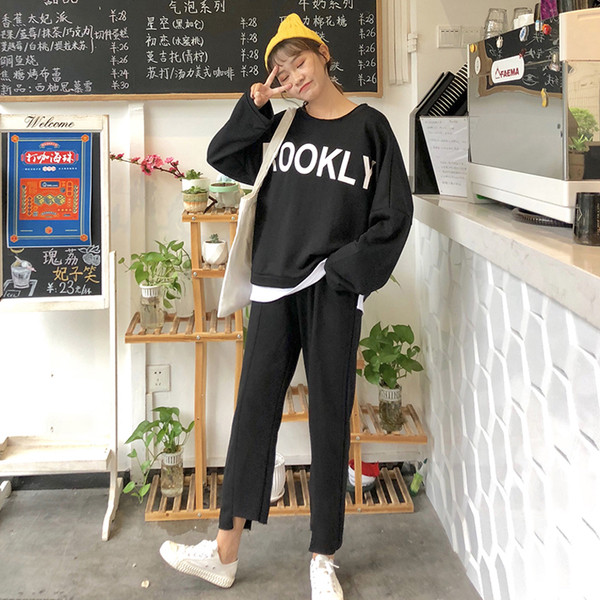 Set sport pentru femei din două părți în negru cu inscripție