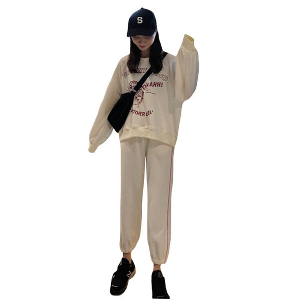 Set sport pentru femei în alb cu inscripție