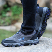 Ανδρικά υποδήματα πεζοπορίας σε γκρι-μπλε χρώμα