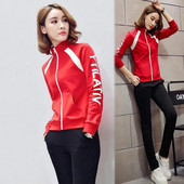 Γυναικείο αθλητικό σετ με δύο μέρη - κίτρινο, κόκκινο και ροζ χρώμα