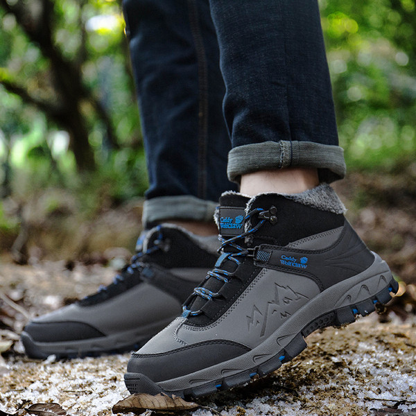 Cizme de drumeție pentru bărbați cu căptușeală moale în două culori