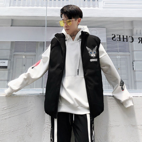 Vestă modernă pentru bărbați cu imprimeu în două culori