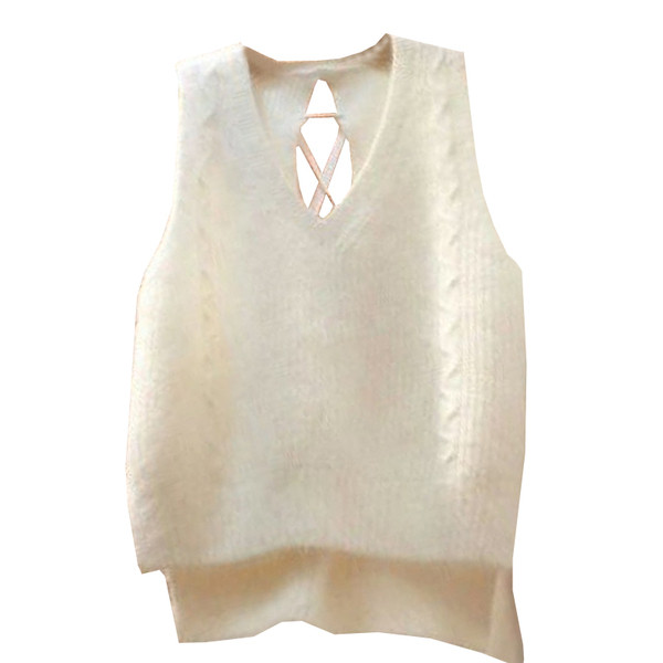 Vestă moale modernă cu spatele îngust în culori alb și maro