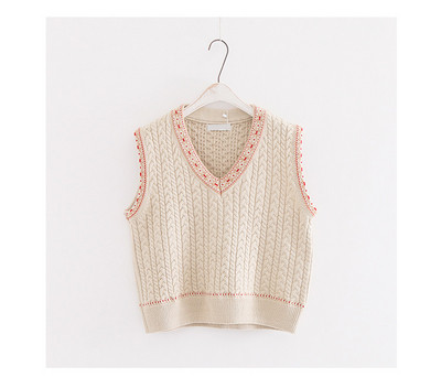 Κομψό πλεκτό γιλέκο με ντεκολτέ σε σχήμα V σε δύο χρώματα