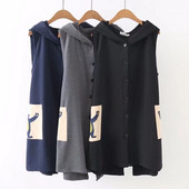 Μακρύ γιλέκο με κυκούλα σε τρία χρώματα