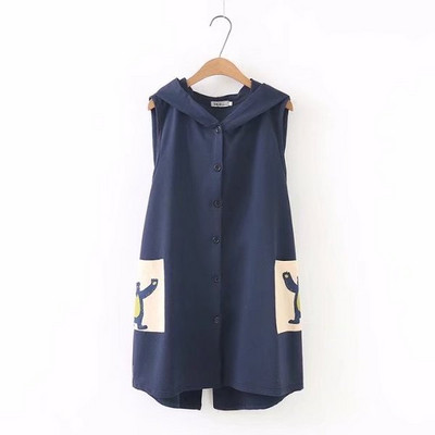 Μακρύ γιλέκο με κυκούλα σε τρία χρώματα