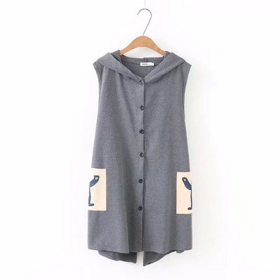 Μακρύ γιλέκο με κυκούλα σε τρία χρώματα