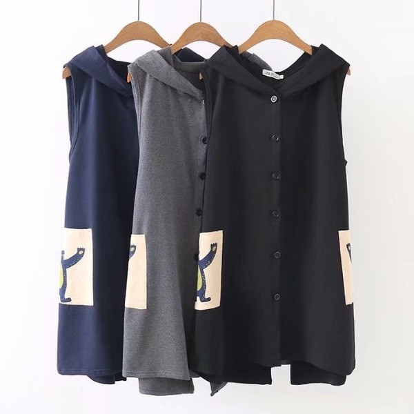 Μακρύ γιλέκο με κυκούλα σε τρία χρώματα