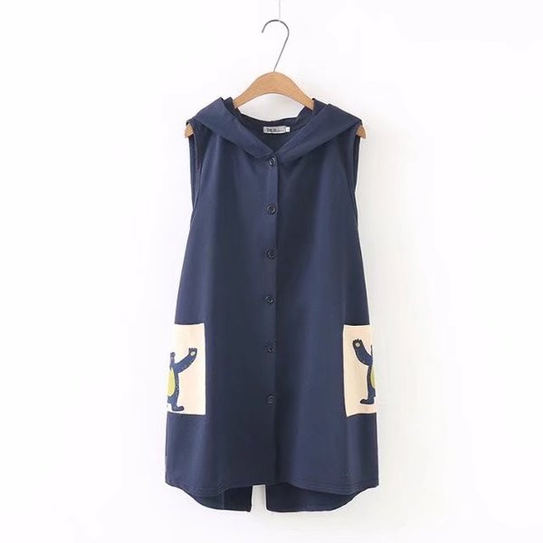 Μακρύ γιλέκο με κυκούλα σε τρία χρώματα