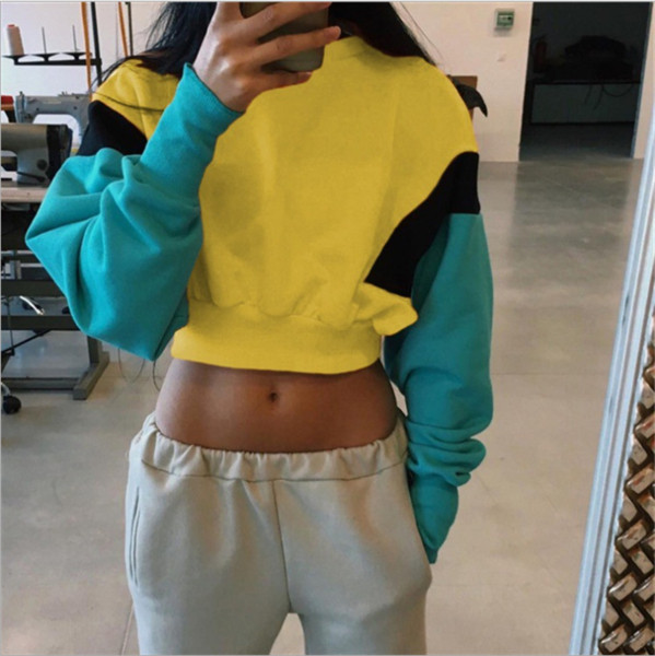 Bluză scurtă sport de damă cu mâneci lungi în trei culori