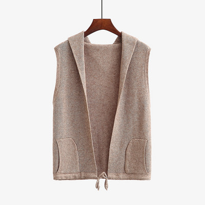 Καθημερινό γυναικείο γιλέκο με κουκούλα και τσέπες σε διάφορα χρώματα