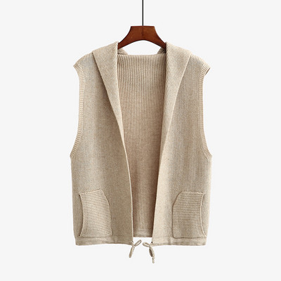 Καθημερινό γυναικείο γιλέκο με κουκούλα και τσέπες σε διάφορα χρώματα