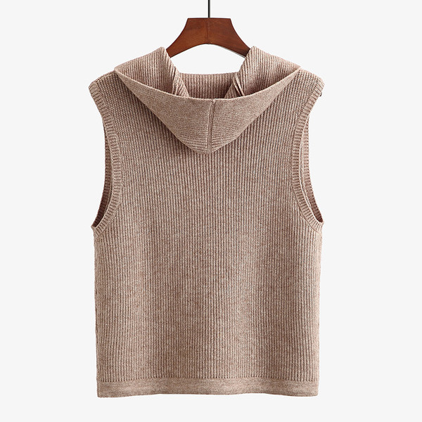 Καθημερινό γυναικείο γιλέκο με κουκούλα και τσέπες σε διάφορα χρώματα