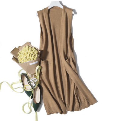 Υπέροχο μακρύ γυναικείο γιλέκο με ντεκολτέ σε σχήμα V σε τέσσερα χρώματα