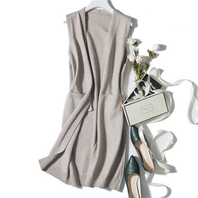 Υπέροχο μακρύ γυναικείο γιλέκο με ντεκολτέ σε σχήμα V σε τέσσερα χρώματα