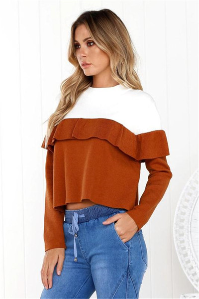 Σύγχρονη γυναικεία  μπλούζα με κολάρο σε σχήμα O και μακριά μανίκια