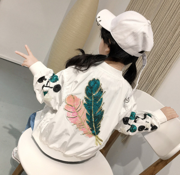 Jachetă modernă pentru copii pentru fete cu un element - paiete în două culori