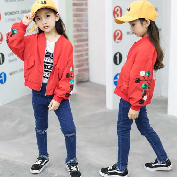 Jachetă modernă pentru copii pentru fete cu un element - paiete în două culori