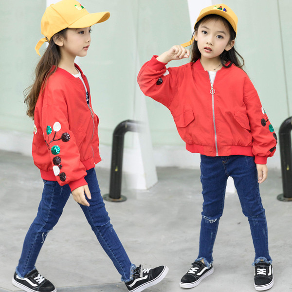 Jachetă modernă pentru copii pentru fete cu un element - paiete în două culori