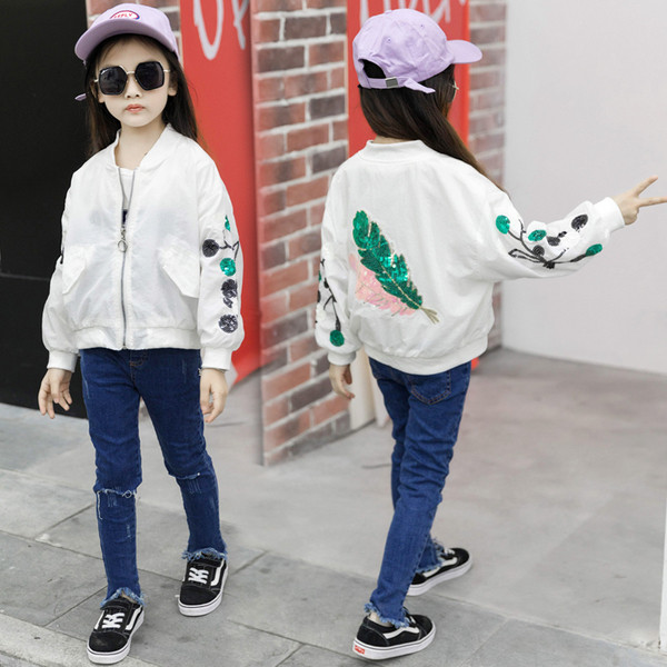 Jachetă modernă pentru copii pentru fete cu un element - paiete în două culori