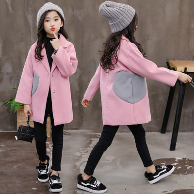 Ππαιδικό παλτό για κορίτσια με πολύχρωμη εφαρμογή σε μαύρο, ροζ και καφέ χρώμα